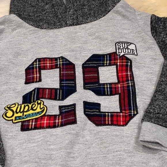 Nannette Kids Matching Set Sweatpants and Hoodie in 24M in Colour Gray/Red Plaid - Picture 7 of 10